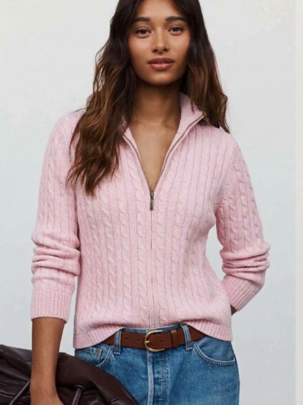 L.L. Bean cardigan L pink cotton